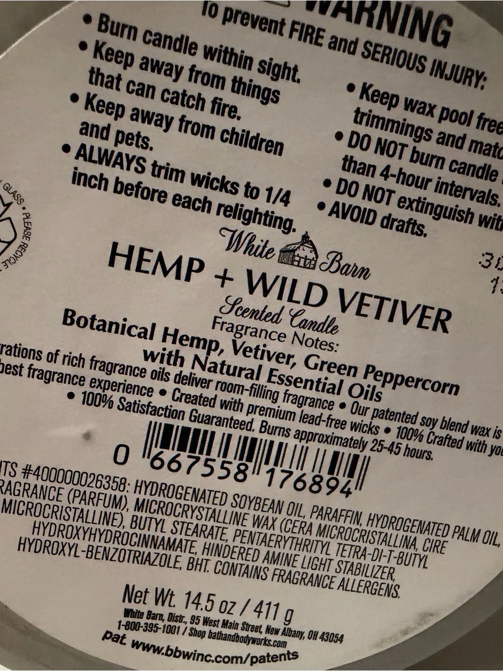 White Barn Hemp + Wild Vetiver Candle